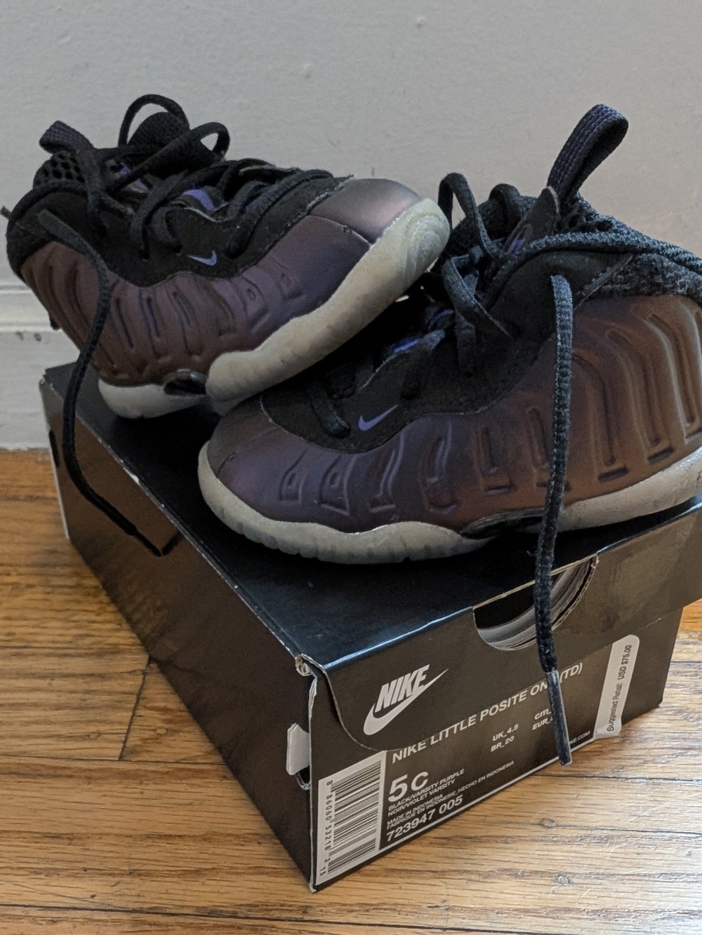 Nike Toddler Posite One Size 6C Purple/Black Foamposite Sneakers